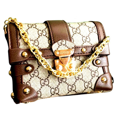 Casual Clutch Chain Strap Sling Handbag For Women - Brown - Shopaholics