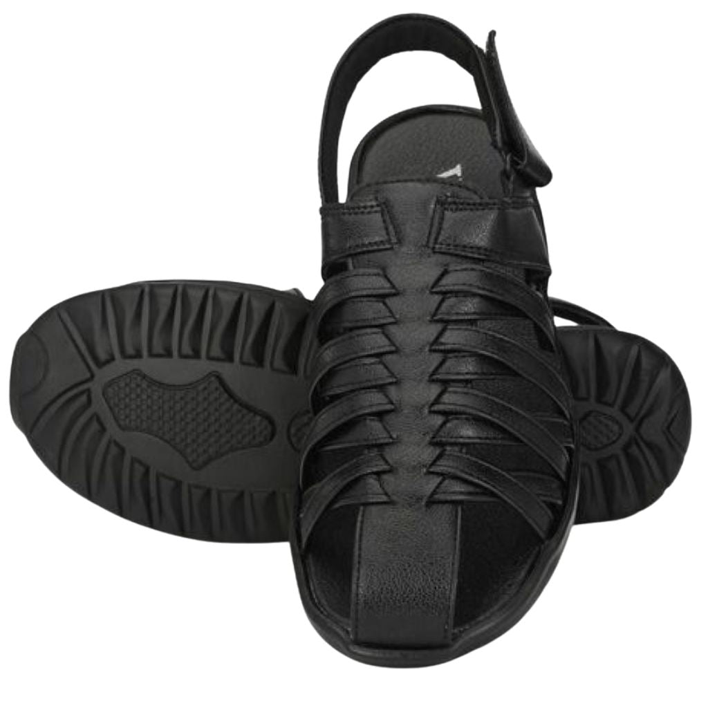 Casual Synthetic Leather Sandals Flip Flops For Men - 6 / Black - Shopaholics
