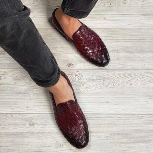 Casual Texture Leather Loafers Shoes For Men - 6 / Brown - Shopaholics