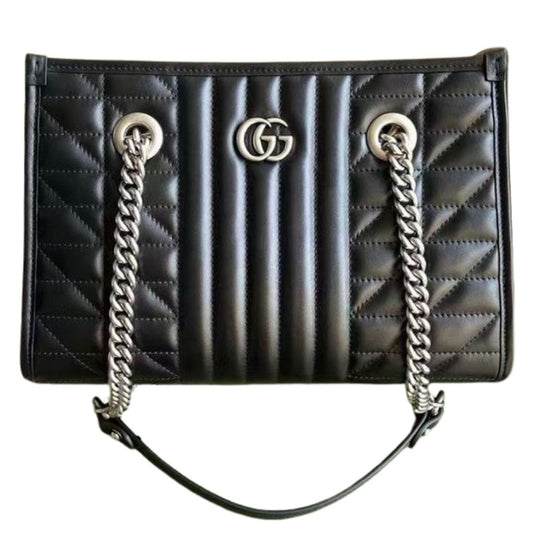 Casual Travel Chain Pu Leather Shoulder Slingbag For Women - Black - Shopaholics