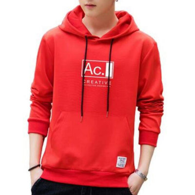 Causal Hoodie Polycotton Sweatshirt T-Shirt For Men - M-38 / Red - Shopaholics