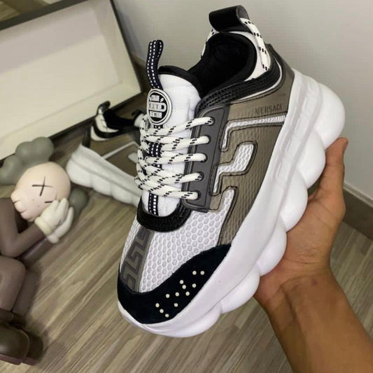 Chain Reaction White And Black Sneakers Shoes For Men - Shopaholics