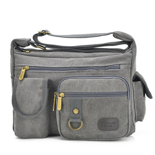 Canvas Vintage Men's Bag - Gray - Shopaholics