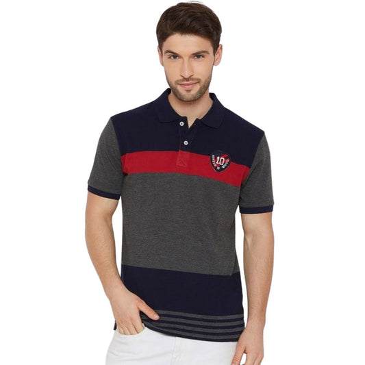 Classic Austin Wood Striped Regular Fit T-Shirt For Men - Blue-Grey / S-36 - Shopaholics