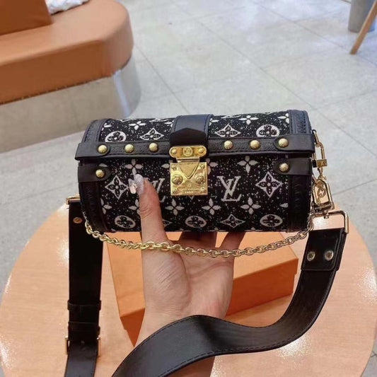 Classic Monogram Canvas Papillon Shoulder Handbag For Women - Black - Shopaholics