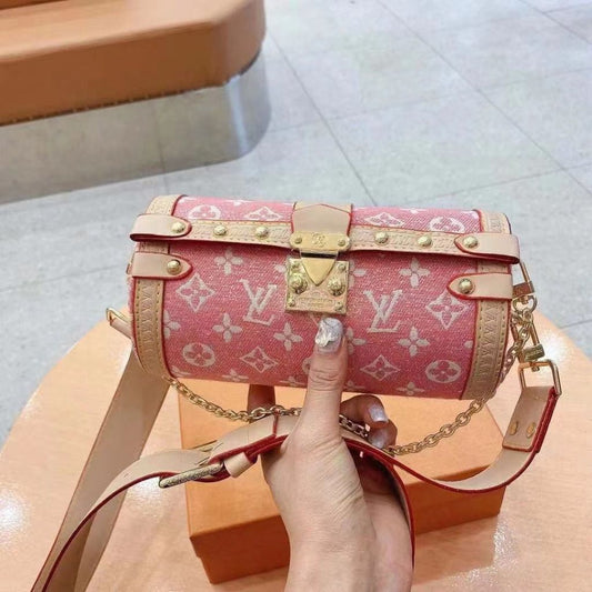 Classic Monogram Canvas Papillon Shoulder Handbag For Women - Pink - Shopaholics