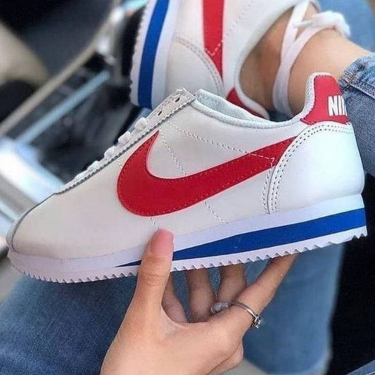 Classic Cortez Leather Running Shoes For Women - 36 / White-Red - Shopaholics