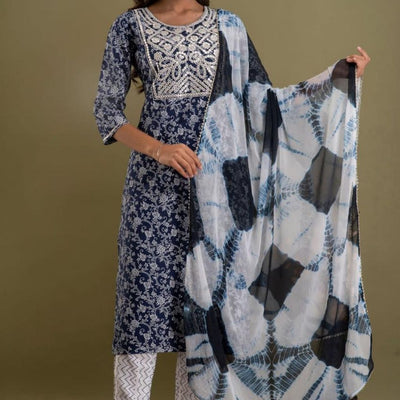 Classic Embroidery Rayon Printed Kurti With Pant For Women - Shopaholics