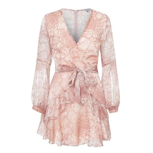 Vintage Printed Summer Dress for Women - Pink / S - Shopaholics