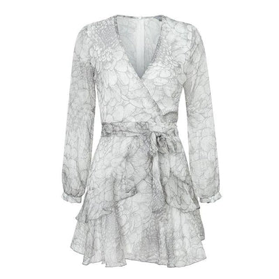 Vintage Printed Summer Dress for Women - White / S - Shopaholics
