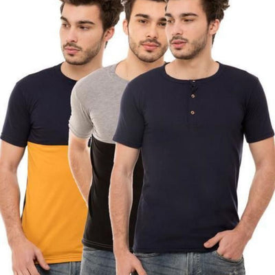 Cotton Blend Pack Of 3 Combo T-Shirt For Men - S-36 - Shopaholics