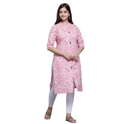 Cotton Kurti With Rayon Pant For Women - M-38 / Pink - Shopaholics