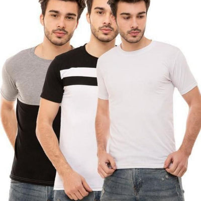Cotton Regular Fit Pack Of 3 Combo T-Shirt For Men - S-36 - Shopaholics