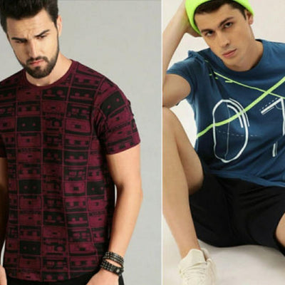 Cotton Urbane Printed Pack Of 2 Combo T-Shirt For Men - M-38 - Shopaholics