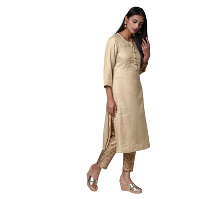 Cotton Zari Weaving Kurti With Pant For Women - Shopaholics