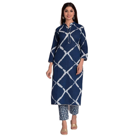Cotton Blue Kurti With Pant For Women - Blue / M - Shopaholics