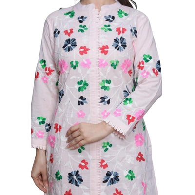 Cotton Embroidery Kurti With Pant For Women - Shopaholics