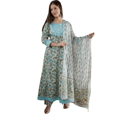 Cotton Gotta Lace Kurti Pant With Dupatta For Women - Shopaholics