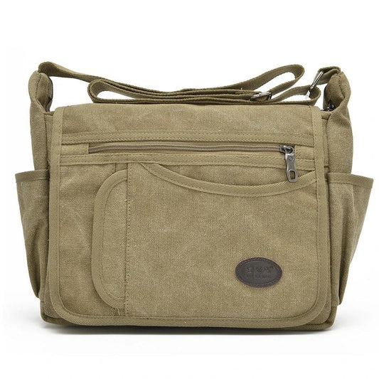 Unisex Canvas Shoulder Messenger Bags - Khaki / L - Shopaholics