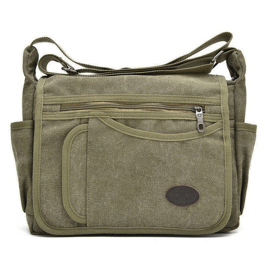 Unisex Canvas Shoulder Messenger Bags - Army Green / L - Shopaholics