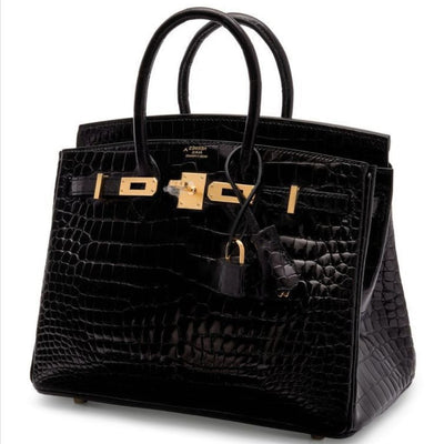 Designer Croco Large Satchel Tote Handbag For Women - Black - Shopaholics