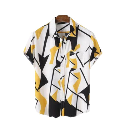 Designer Regular Fit Half Sleeve Shirt For Men - M-38 / White-Yellow - Shopaholics