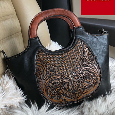 Designer Vintage Mini Top Handbag For Women - Black - Shopaholics