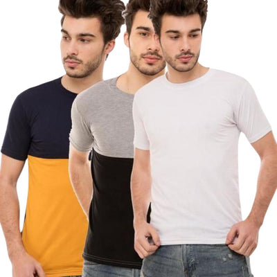 Dual Elegant Pack Of 3 Combo T-Shirt For Men - S-36 - Shopaholics