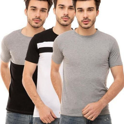 Elegant Cotton Blend Pack Of 3 Combo T-Shirt For Men - S-36 - Shopaholics