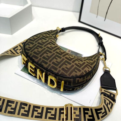 Elegant Printed Crossbody Handbag For Women - Brown - Shopaholics