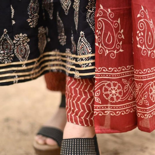 Elegant Cotton Anarkali Kurti Pant With Dupatta For Women - Shopaholics