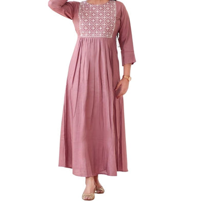 Elegant Cotton Dress Embroided And Mirror Work For Women - Shopaholics