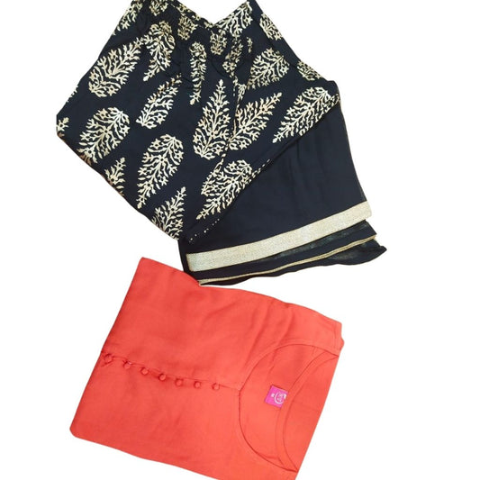 Elegant Rayon Kurti And Palazzo With Dupatta For Women - Shopaholics