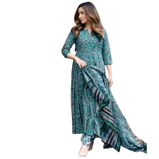 Elegant Rayon Kurti And Pant With Dupatta For Women - M / Multi - Shopaholics