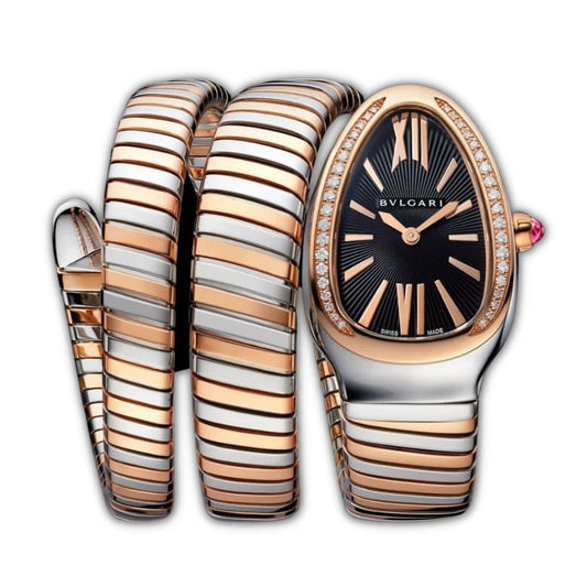 Elegant Snake Pattern Type Dial Stainless Steel Wrist Watch For Women - Black - Shopaholics