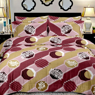 Elegant Thread Count Double Bedsheet With 2 Pillow Cover - Pink - Shopaholics