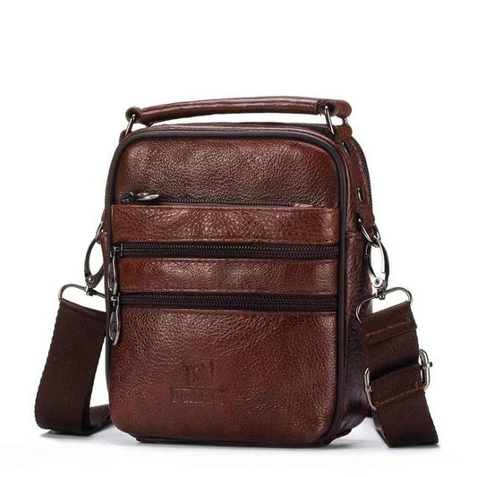 Men Casual Genuine Leather Messenger Bag - Coffee - Shopaholics