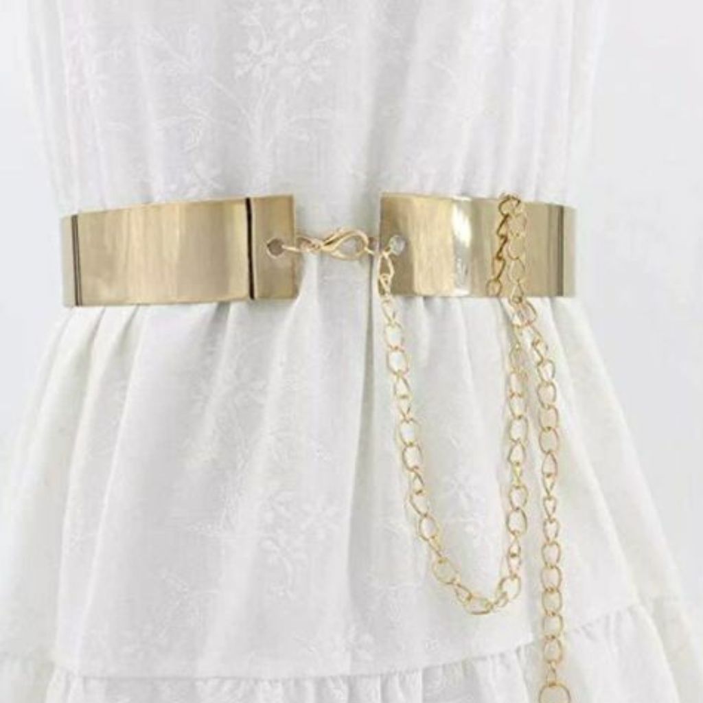 Fancy Solid Plastic Belt For Women - Free / Golden - Shopaholics