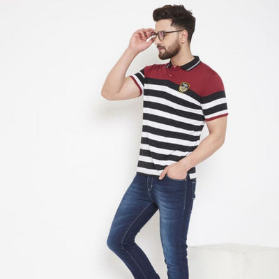 Fashionable Austin Wood Striped T-Shirt For Men - Shopaholics