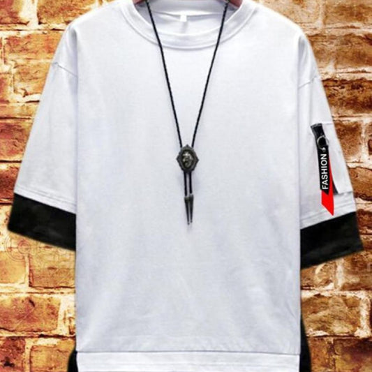 Fashionable Casual Solid T-Shirt For Men - XS / White - Shopaholics