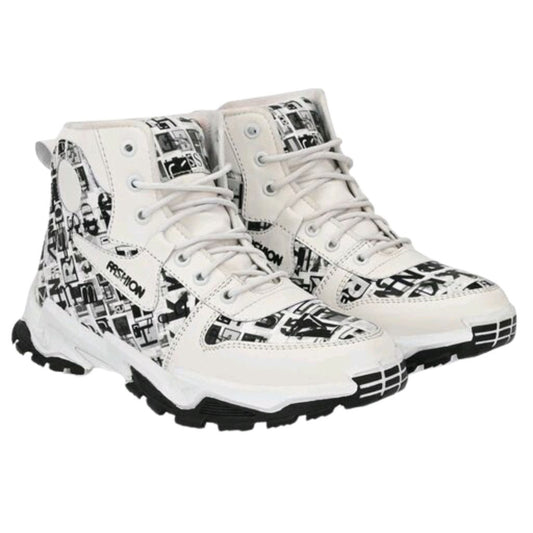 Fashionable High Ankle Running Sports Shoes For Men - 6 / White - Shopaholics