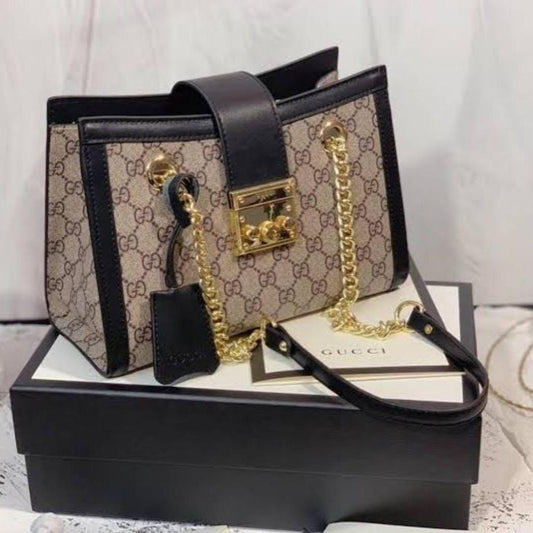 Fashionable Padlock Shoulder Crossbody Handbag For Women - Navy Blue - Shopaholics