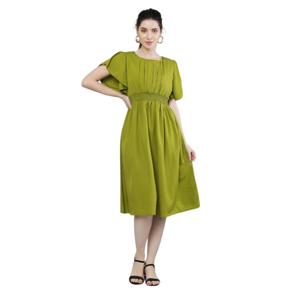Fashionable Polyester Short Sleeve Midi Dress For Women – Shopaholics