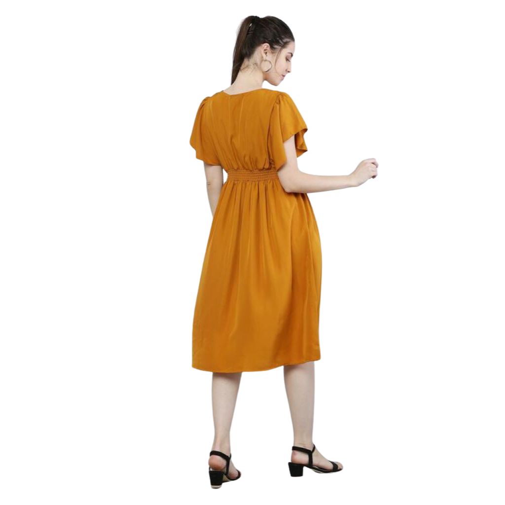 Fashionable Polyester Short Sleeve Midi Dress For Women – Shopaholics