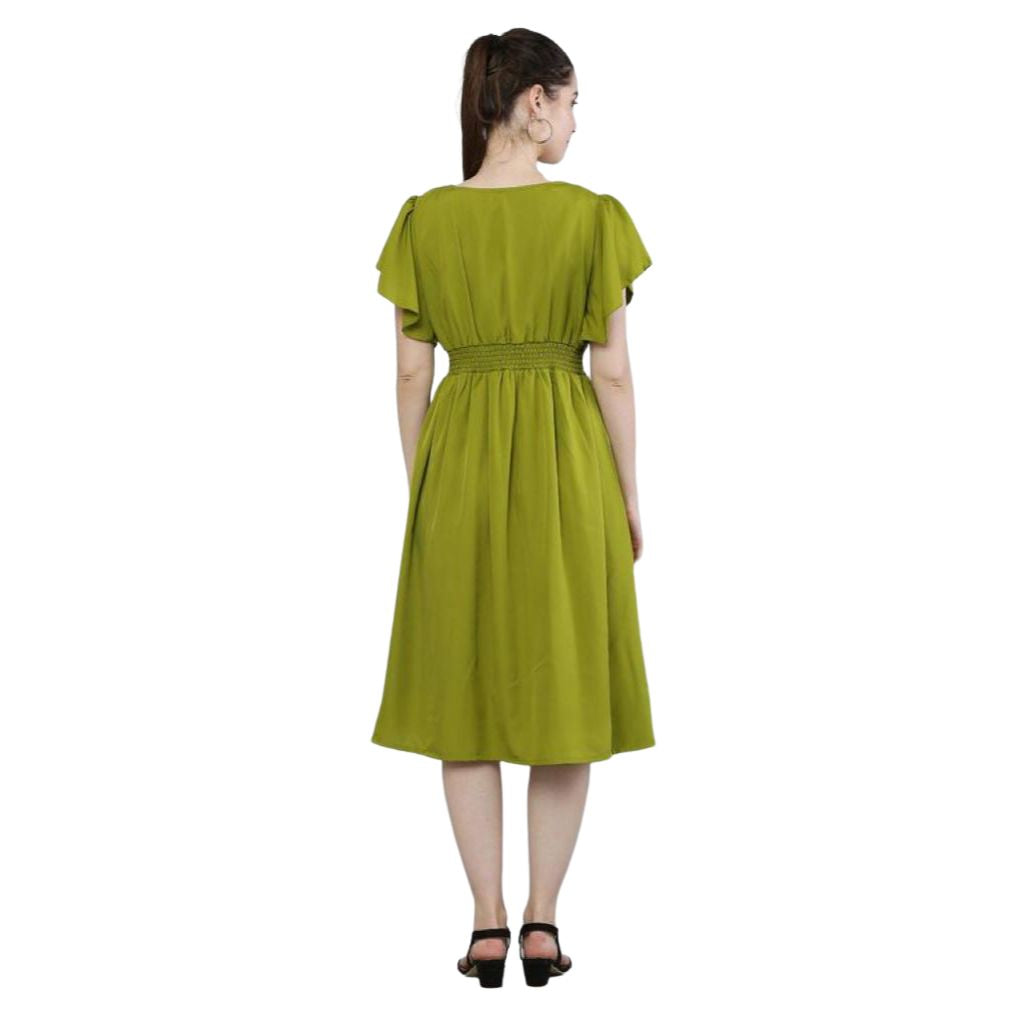 Fashionable Polyester Short Sleeve Midi Dress For Women – Shopaholics