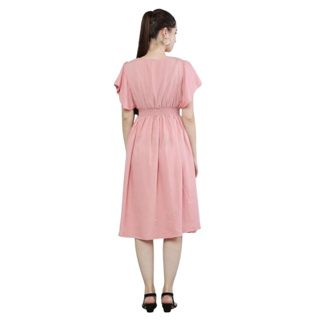 Fashionable Polyester Short Sleeve Midi Dress For Women – Shopaholics