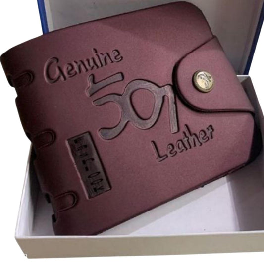 Fashionable Trending Printed Leather Wallet For Men - Maroon - Shopaholics