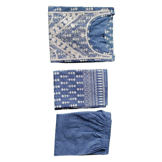 Festival Cotton Printed Kurti Pant With Dupatta For Women - Shopaholics