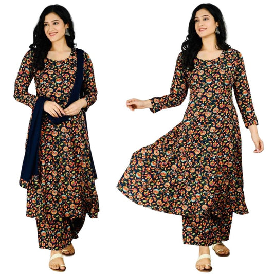 Flairy Kurti With Palazzo And Dupatta For Women - M / Multi - Shopaholics