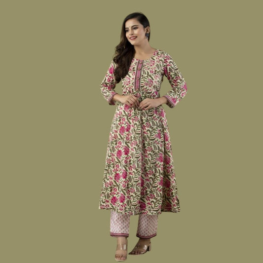 Foil Mirror Zari Kurti Pant With Dupatta For Women - Shopaholics